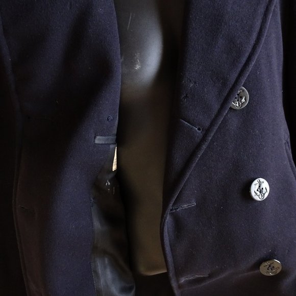 Vintage USN Navy "Naval Clothing Depot" WW2 Dark Blue Wool Pea Coat Size 38 - Picture 9 of 12